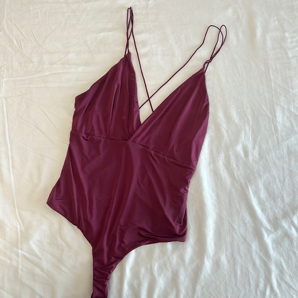Maroon silky body suit